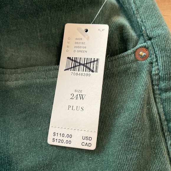 NWT Anthropologie Plus Pilcro High Rise Skinny Army Green Corduroy Pants 24 - Picture 6 of 11